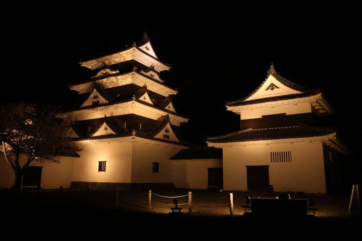 夜の大洲城天守と櫓